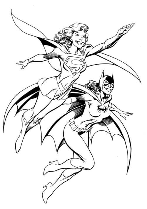 batgirl y supergirl volando