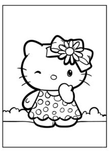Dibujo de Bonita Hello Kitty para Colorear
