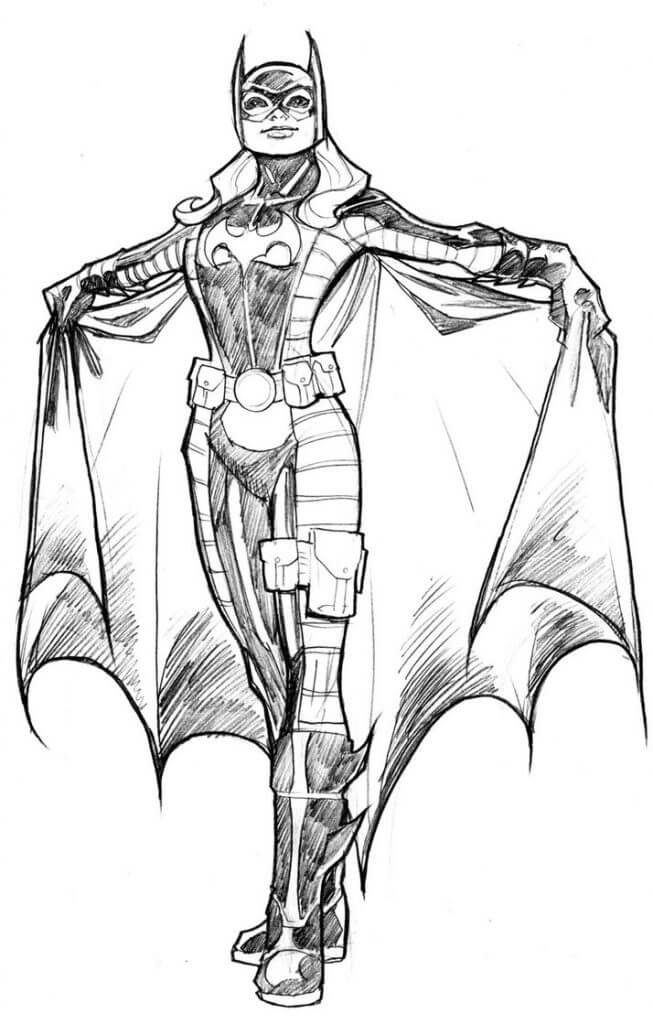 dibujo a lapiz de batgirl