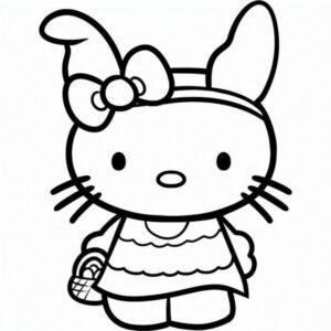 Dibujo de Gran Hello Kitty para Imprimir y Colorear