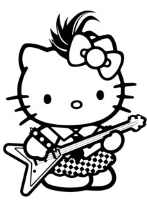 Dibujo de Hello Kitty Estrella de Rock para Colorear