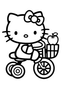 Dibujo de Hello Kitty en Bicicleta para Colorear