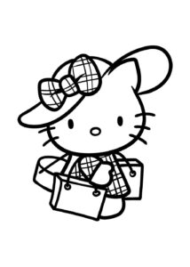 Dibujo de Hello Kitty ir de Compras para Colorear y Imprimir Gratis