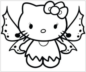 Dibujos de Mariposa Hello Kitty para Imprimir y Colorear