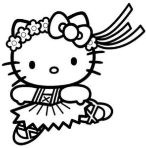 dibujo ballet bailando de hello kitty para imprimir y colorear