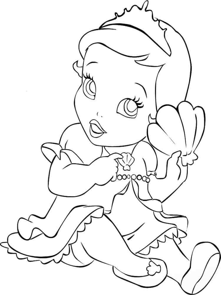 dibujo bebe princesa disney para colorear