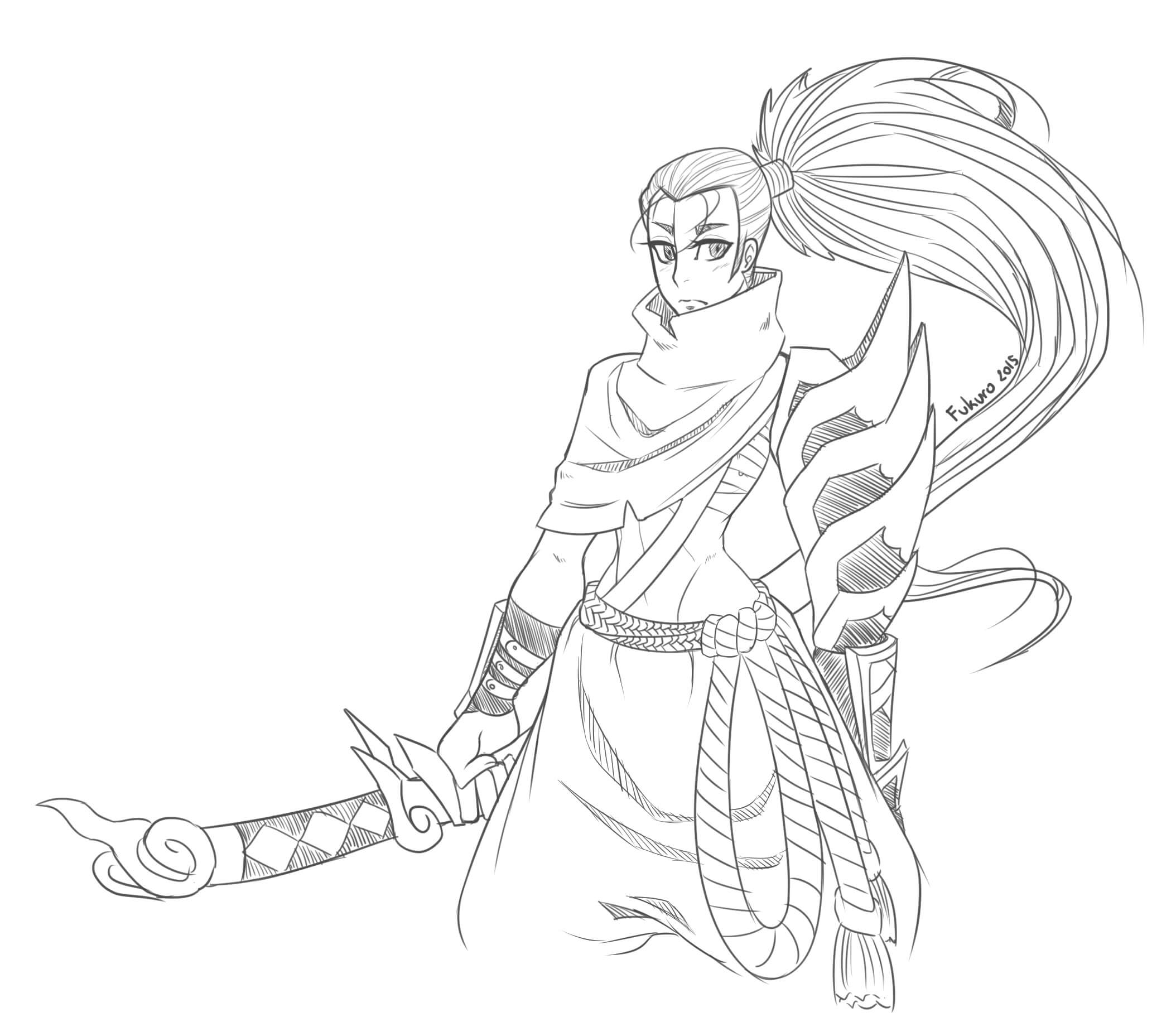 dibujos de yasuo para imprimir y colorear