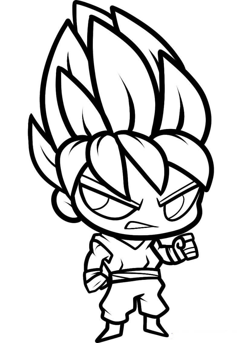 dibujo de goku chibi para imprimir y colorear