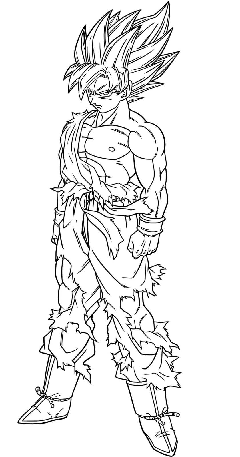 dibujo de goku ssj1 de pie para colorear