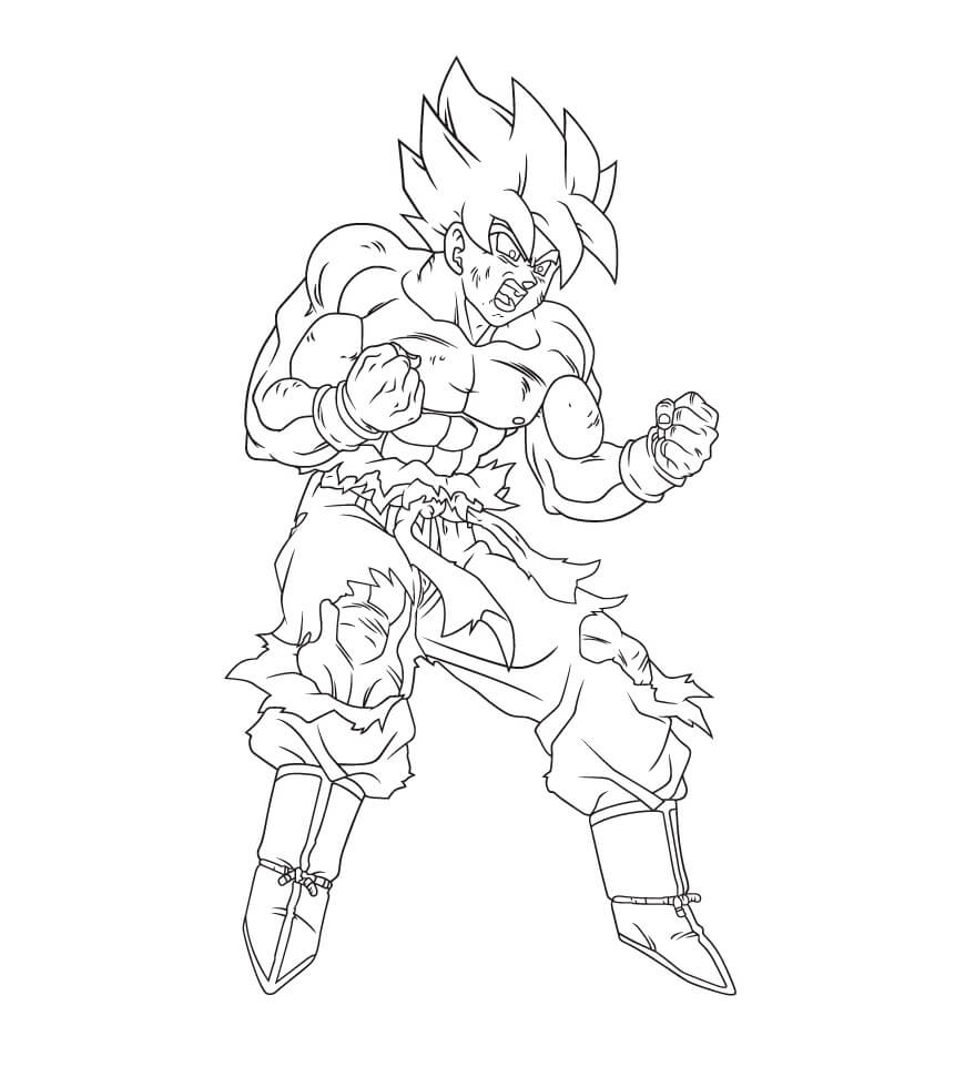 dibujo goku bonito ssj2 para imprimir y colorear