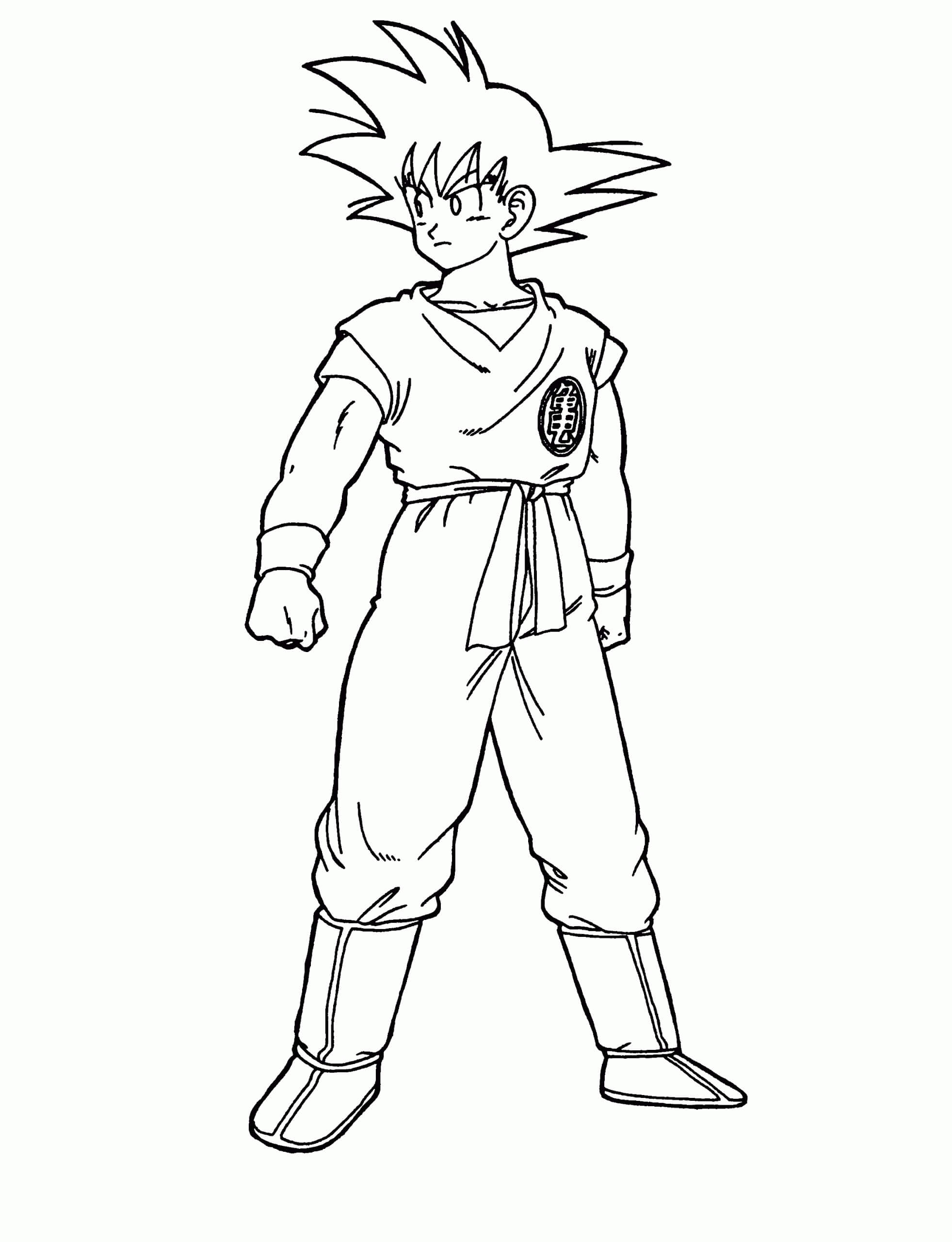 dibujo goku de pie para colorear