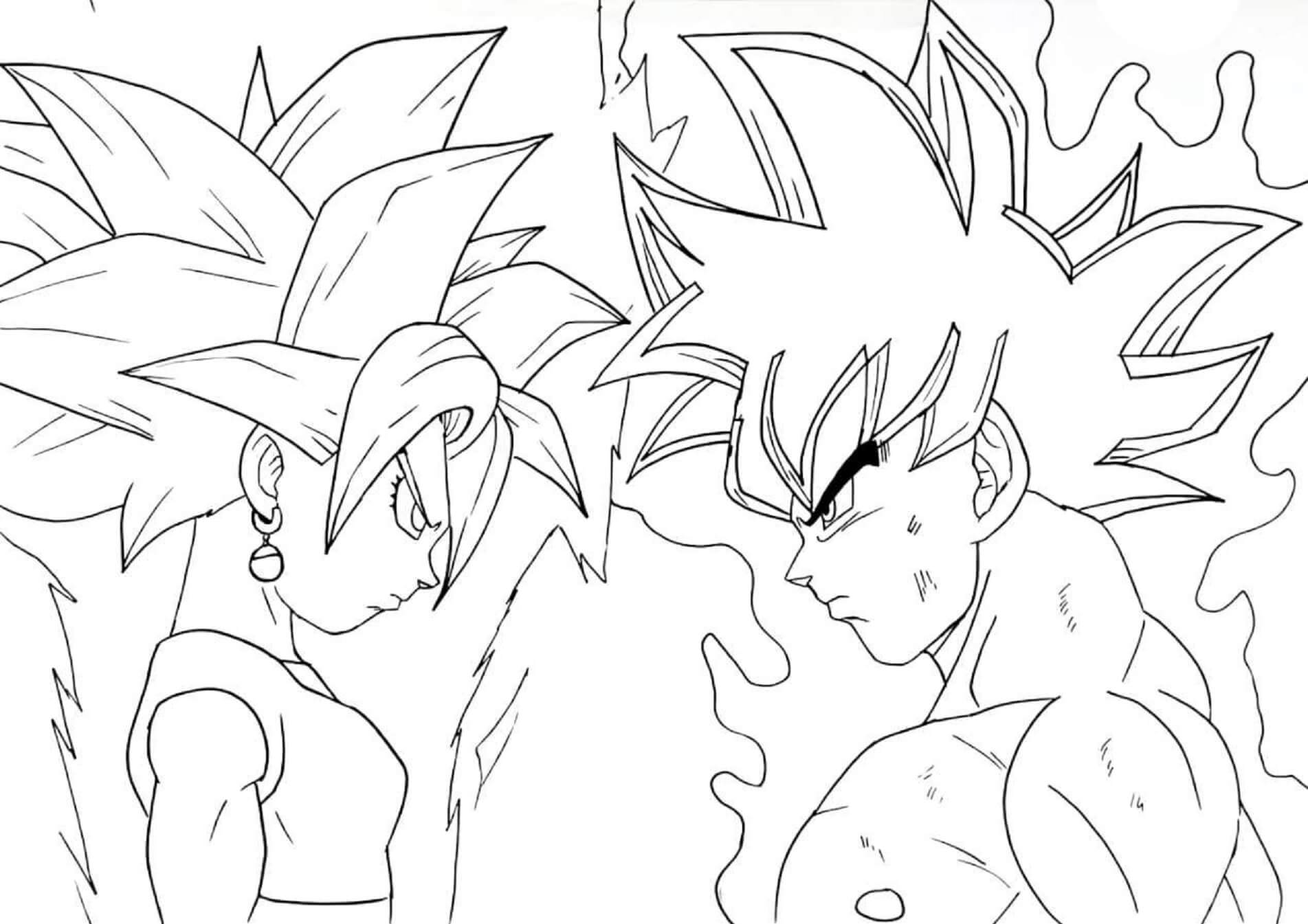 dibujo goku y kefla para colorear
