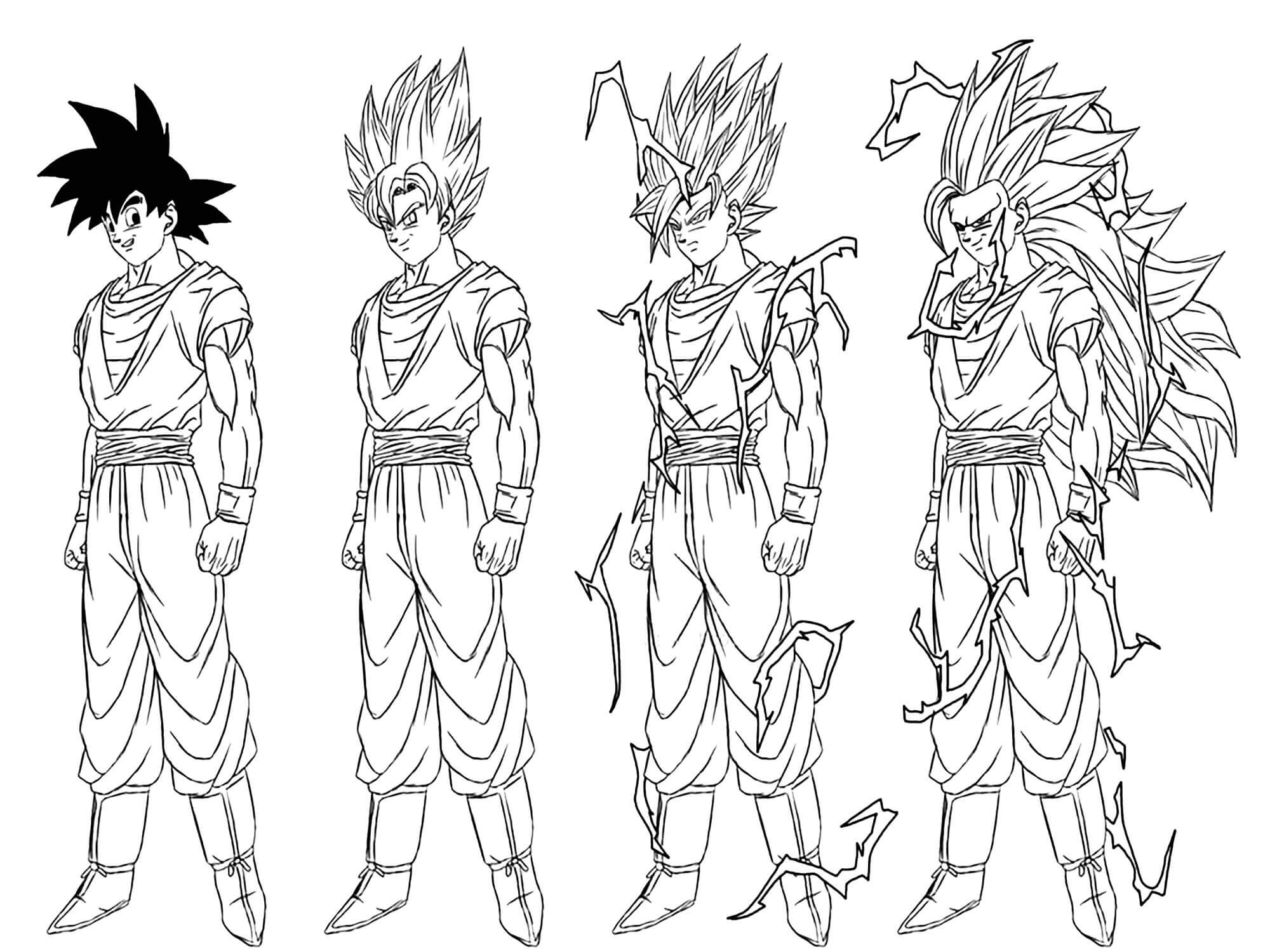 dibujo transformacion de songoku para colorear