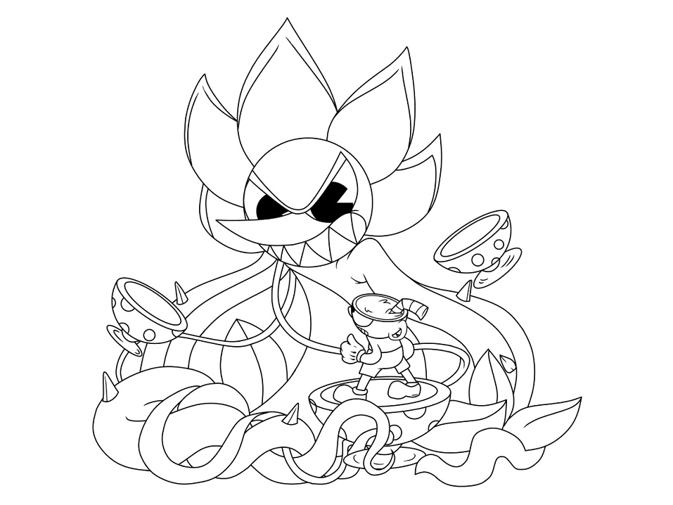dibujos clavel de cagney de cuphead para colorear y imprimir gratis
