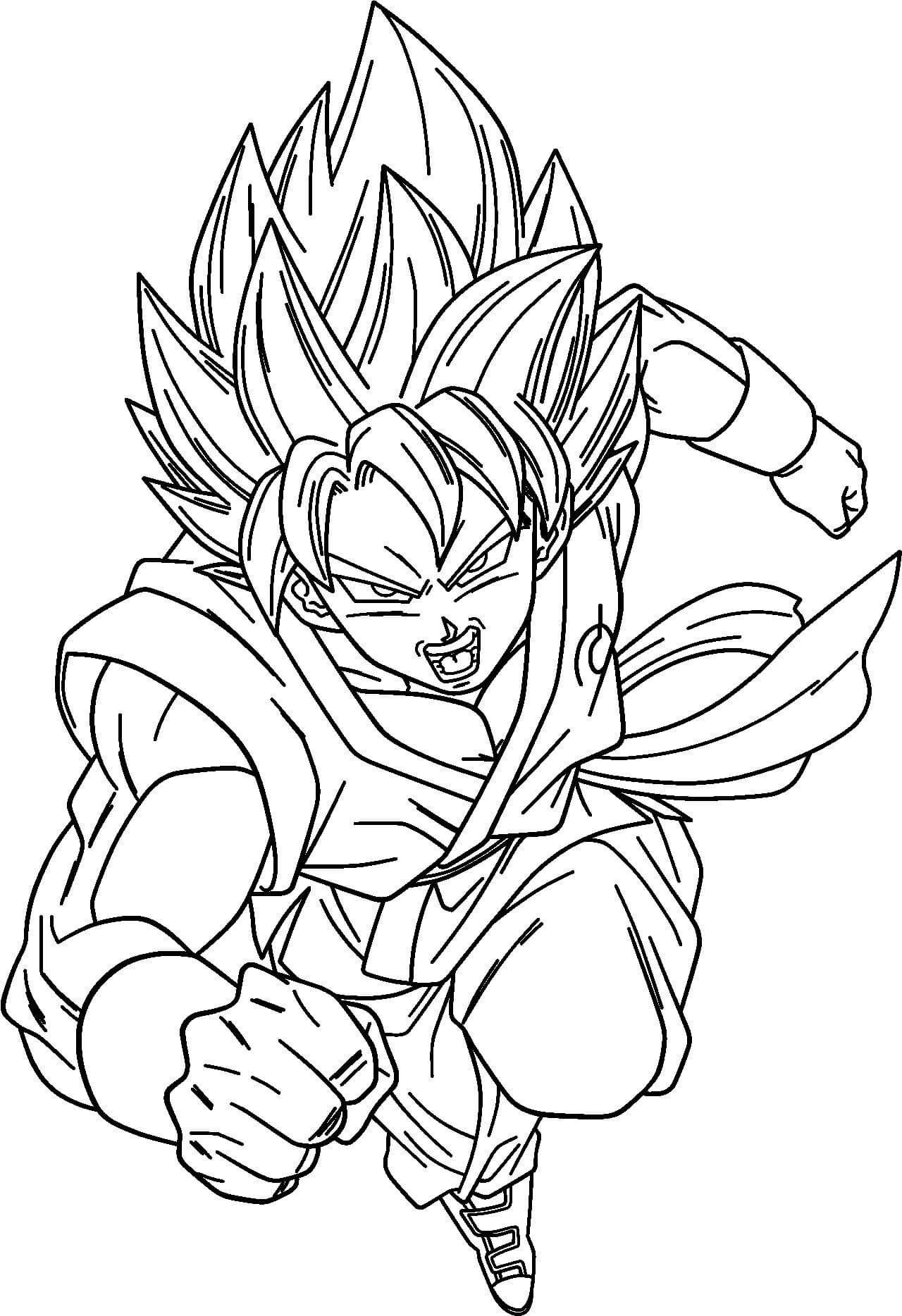divertido goku ssj1 ataque para imprimir y colorear