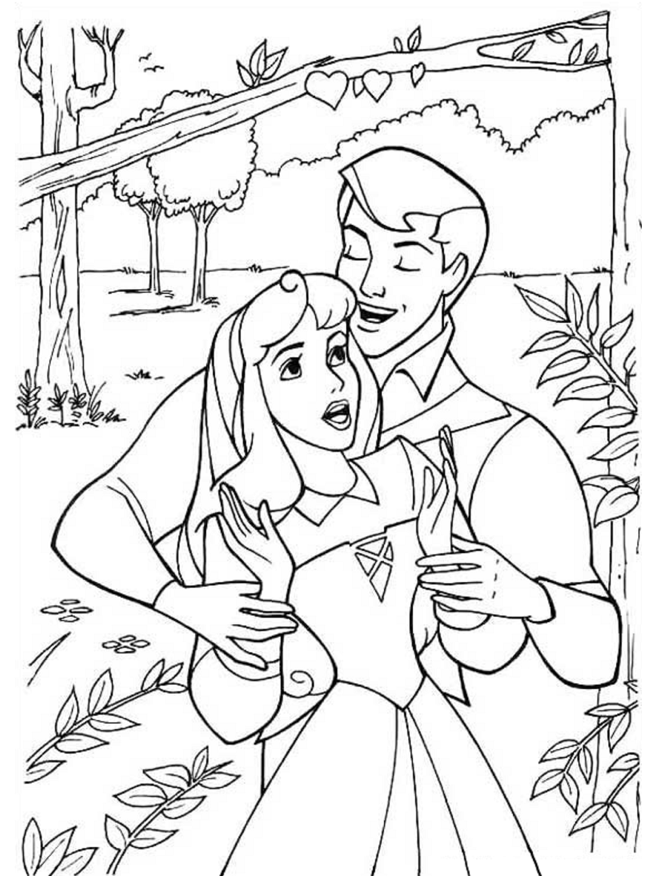 dibujo aurora y phillip cantando juntos para imprimir y colorear
