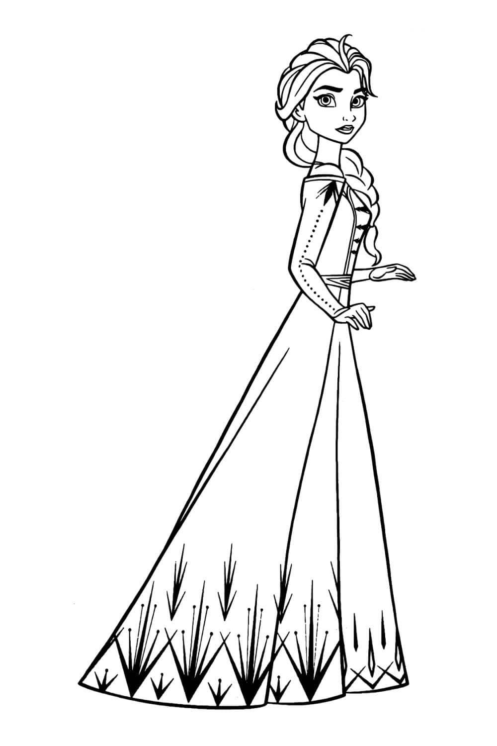 dibujo bella elsa triste para imprimir y colorear