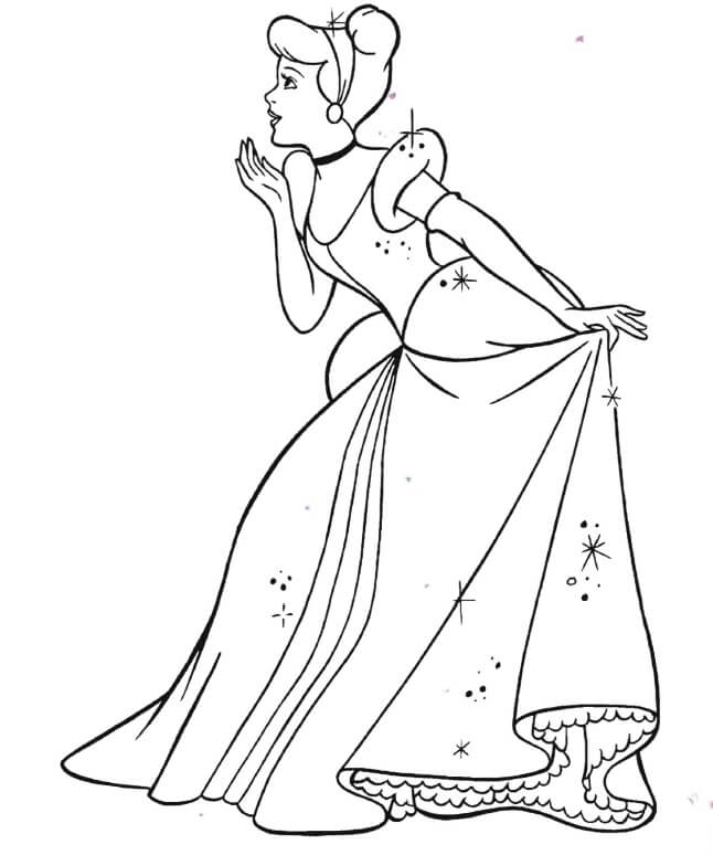 dibujo bonito cenicienta para imprimir y colorear