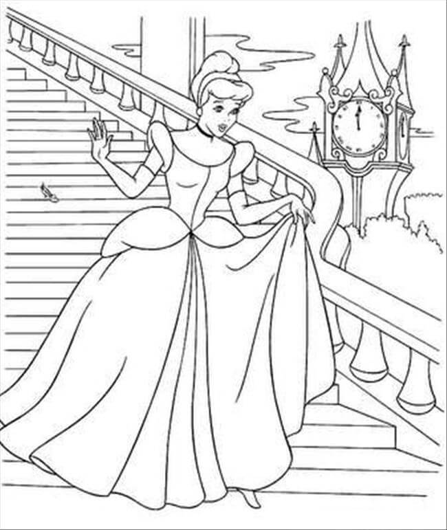 dibujo cenicienta corriendo para imprimir y colorear