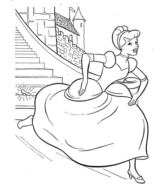 dibujo cenicienta salio corriendo del palacio para imprimir y colorear