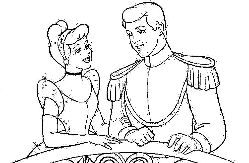 dibujo cenicienta y la cara del principe para imprimir y colorear