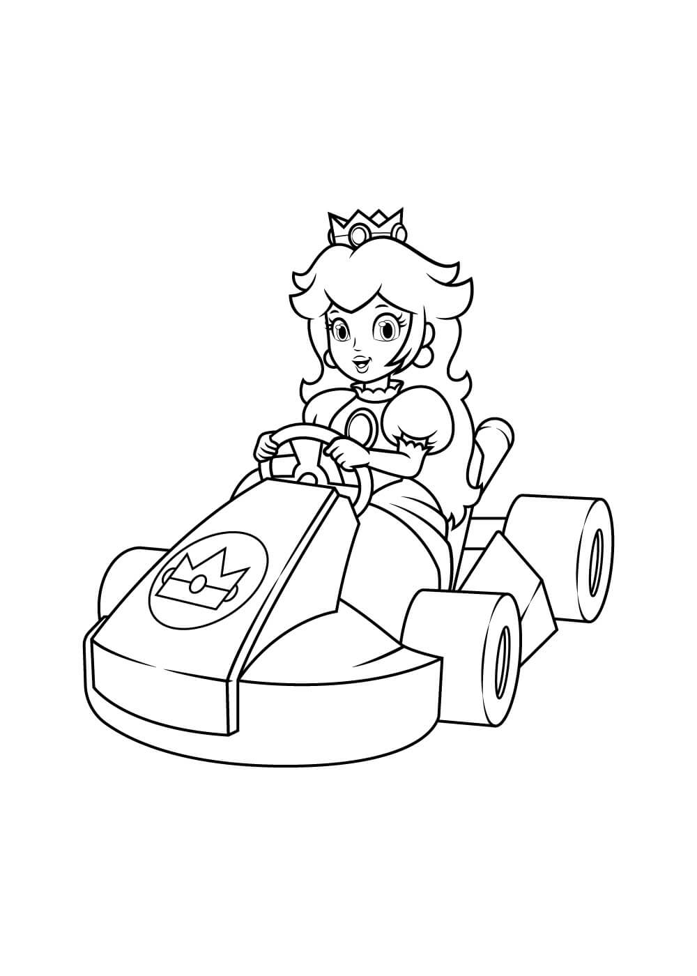 dibujo coche de carreras de la princesa peach para imprimir y colorear