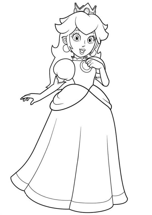 dibujo divertida princesa peach para imprimir y colorear