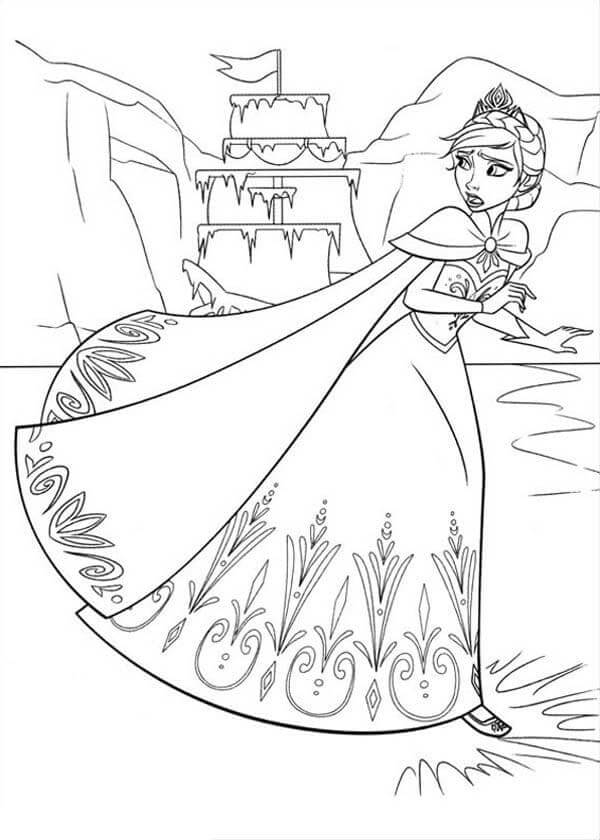 dibujo elsa corriendo para imprimir y colorear