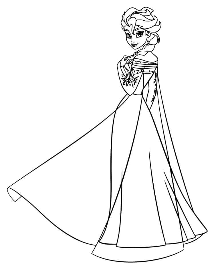 dibujo elsa de pie para imprimir y colorear