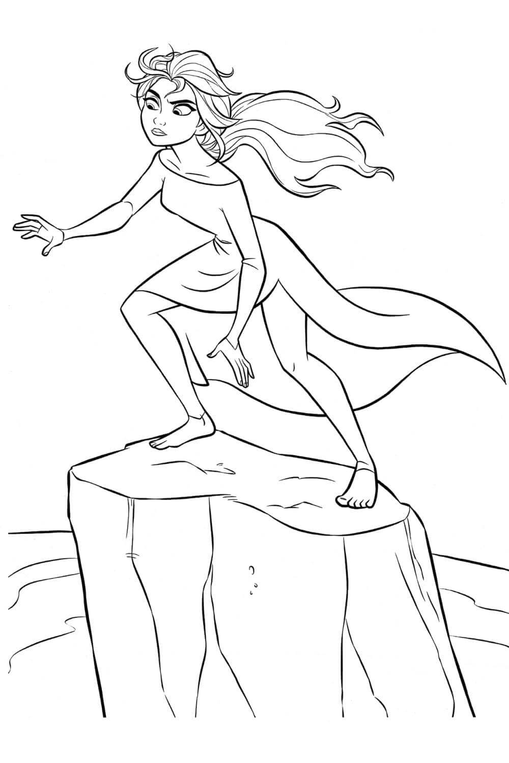 dibujo elsa sobre hielo para imprimir y colorear