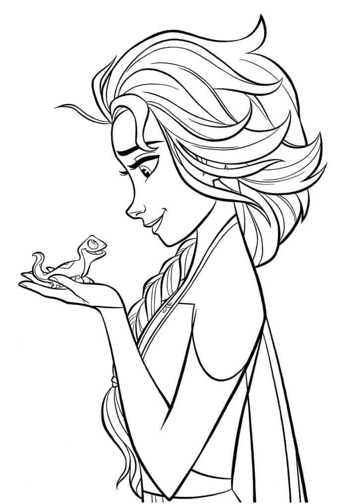 dibujo elsa sostiene a bruni para imprimir y colorear