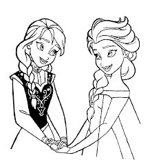 dibujo elsa y anna cogidas de la mano para imprimir y colorear