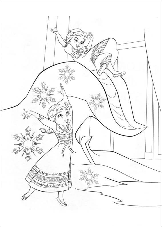 dibujo elsa y anna divertidas para imprimir y colorear