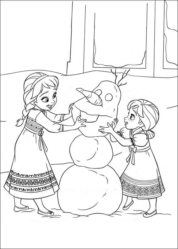 dibujo estructura elsa y anna olaf para imprimir y colorear