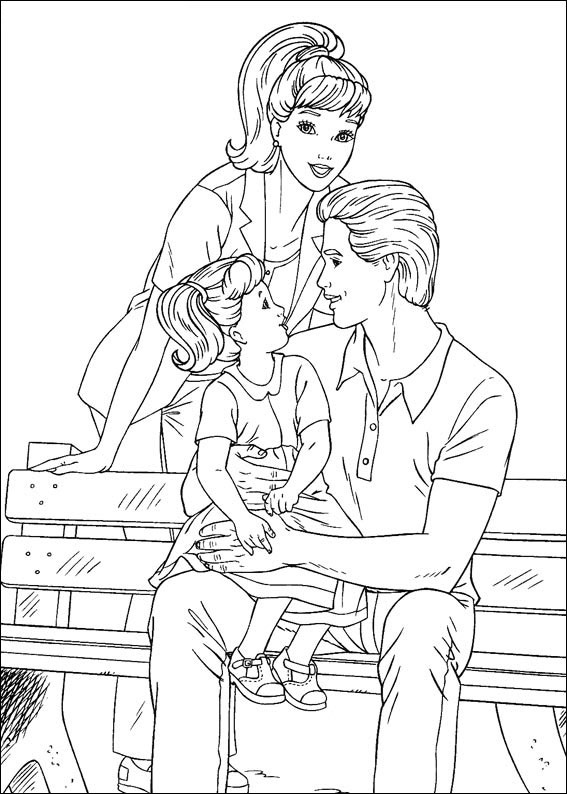 dibujo familia de barbie para imprimir y colorear
