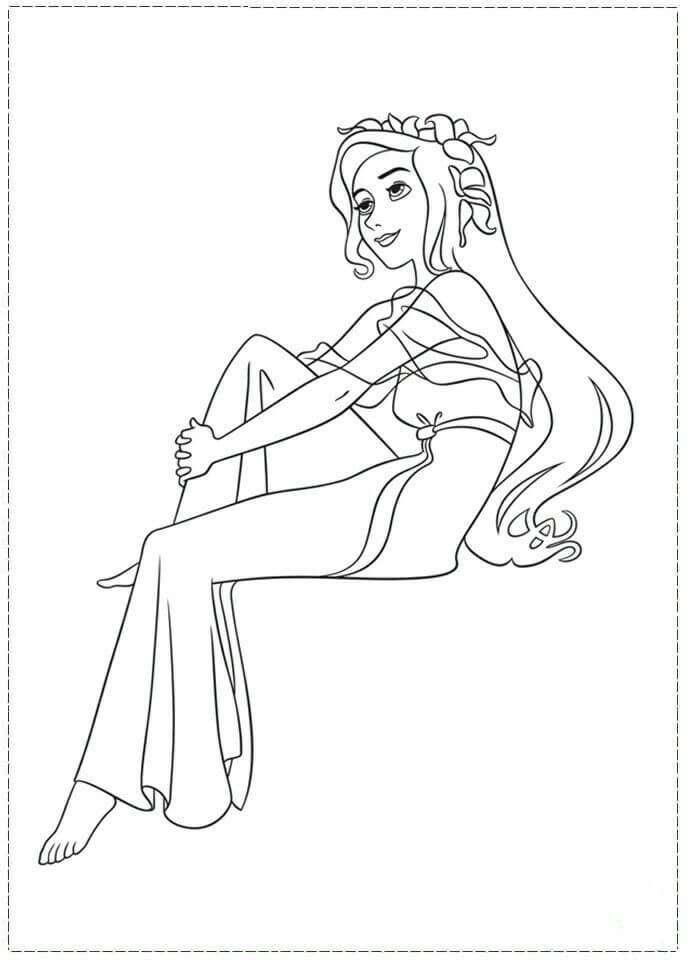 dibujo giselle sentada para imprimir y colorear