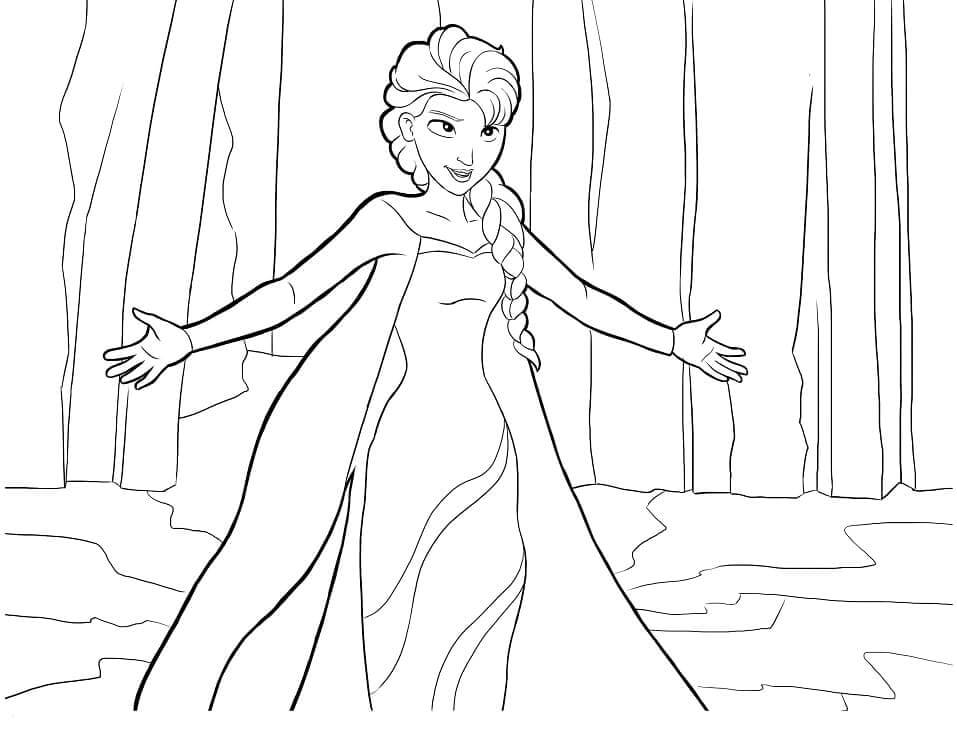 dibujo hermosa cancion de elsa para imprimir y colorear