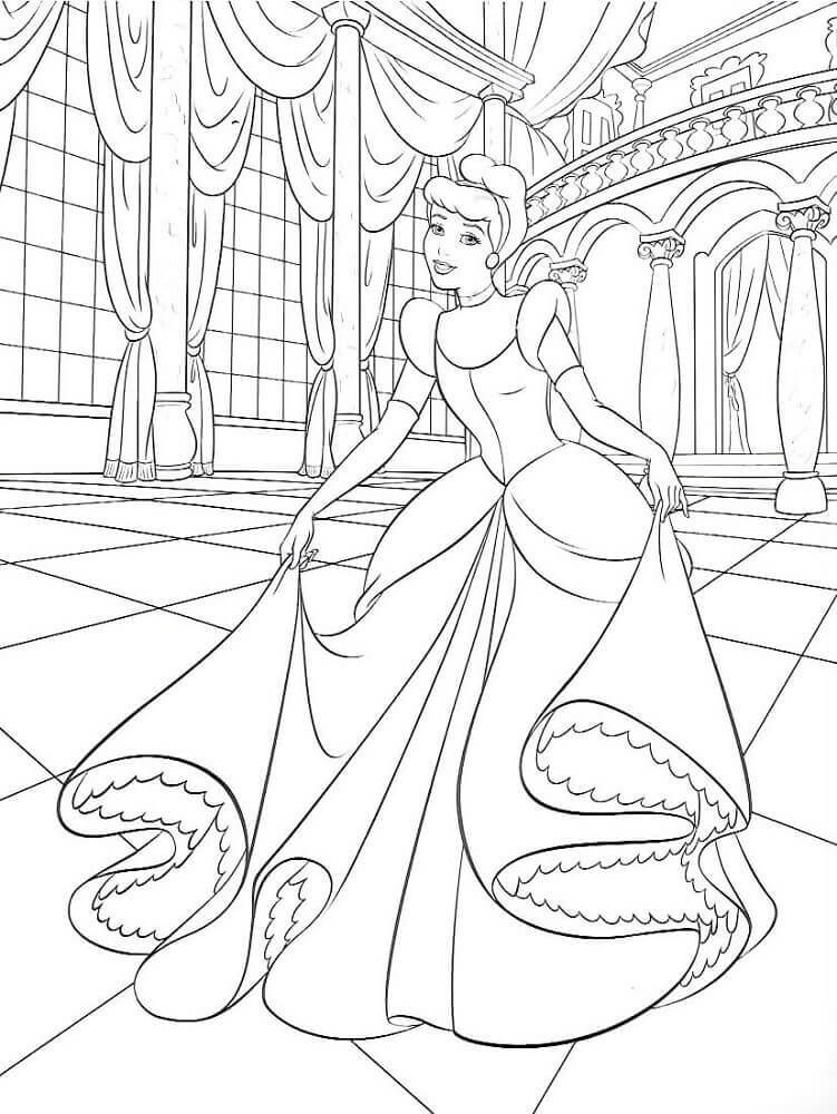 dibujo hermosa cenicienta para imprimir y colorear
