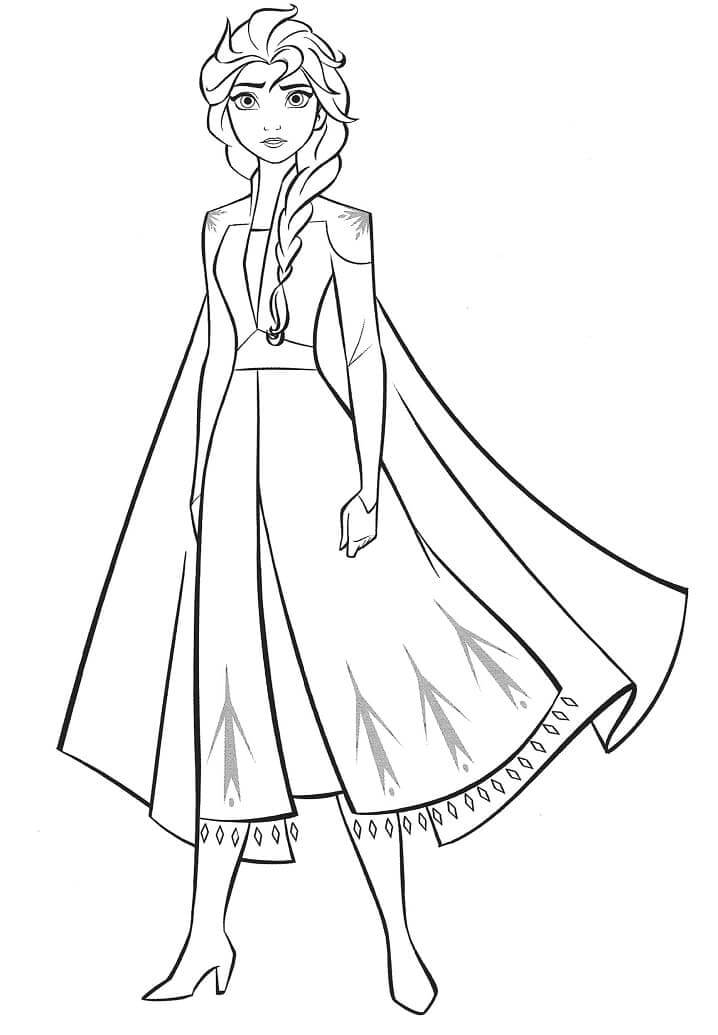 dibujo hermosa elsa genial para imprimir y colorear
