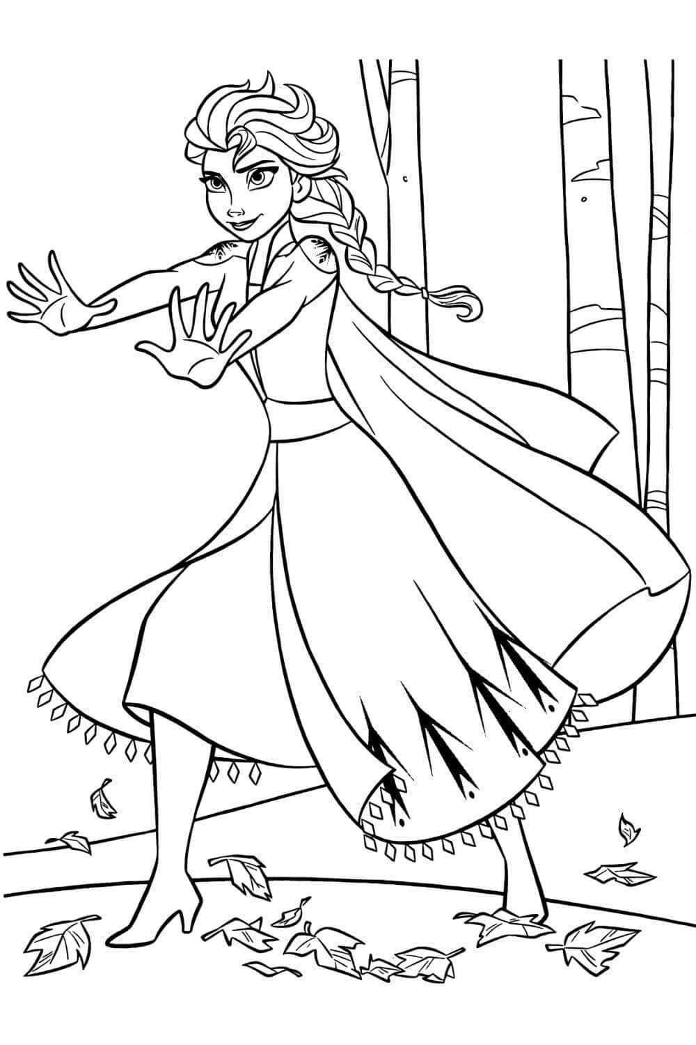 dibujo hermosa elsa sonriendo para imprimir y colorear