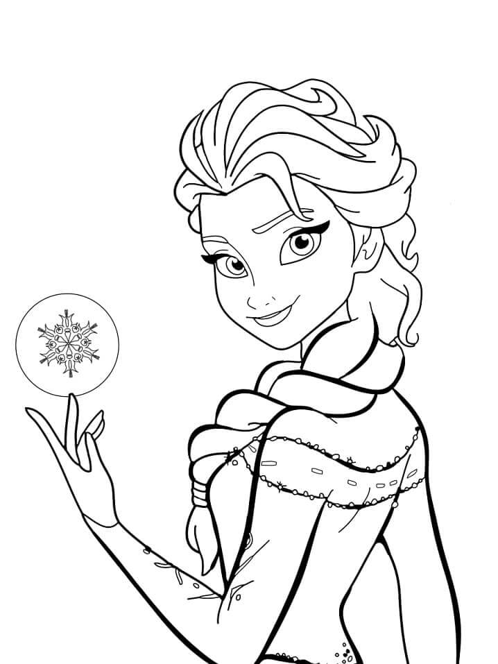 dibujo hermosa elsa sonriente para imprimir y colorear