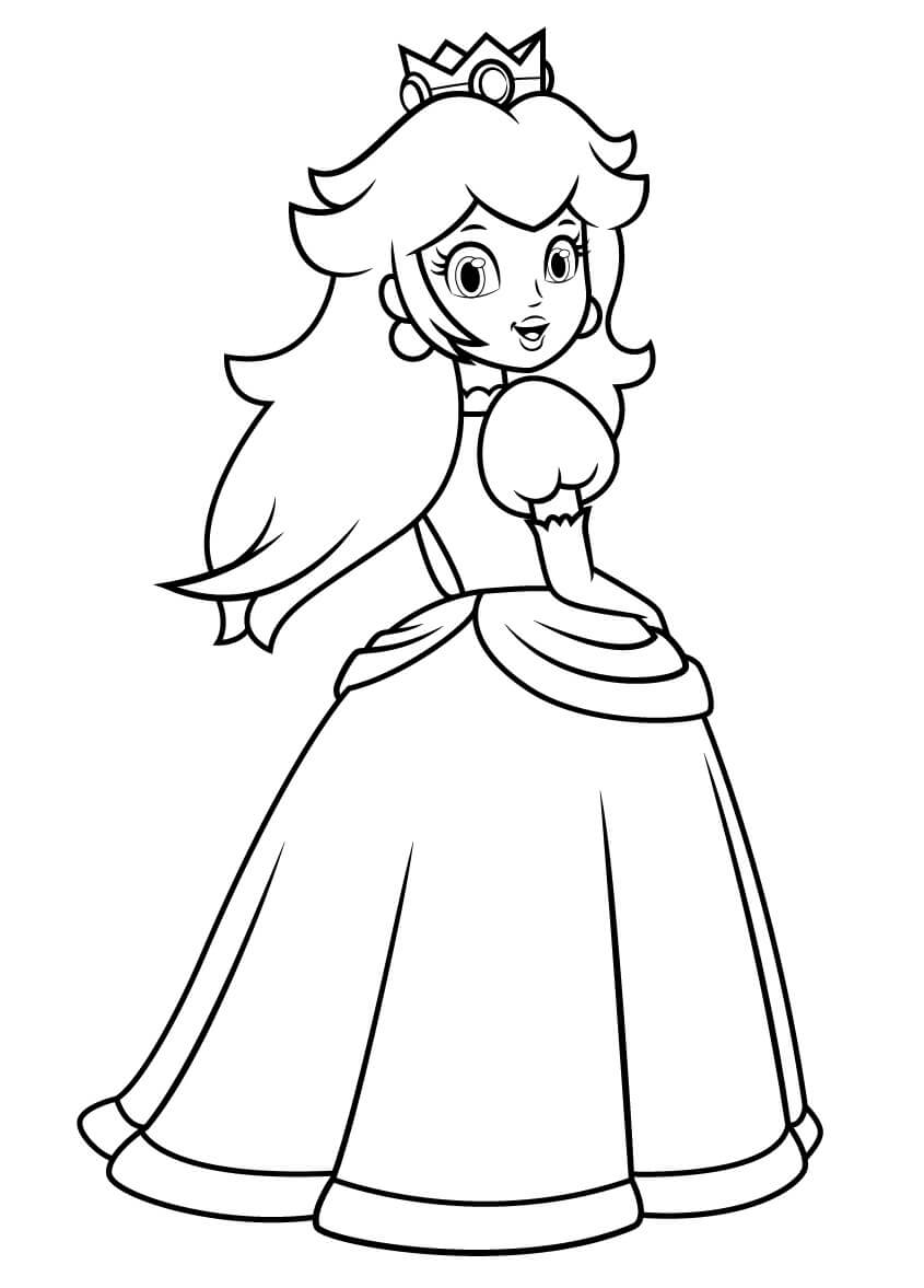 dibujo hermosa princesa peach para imprimir y colorear