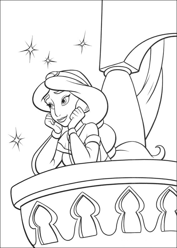 dibujo jazmin desaparecido aladdin para imprimir y colorear