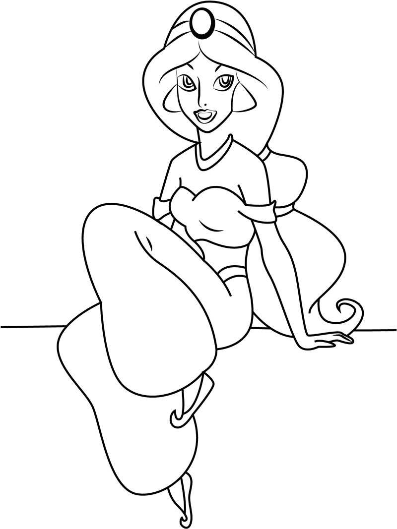 dibujo jazmin sentado para imprimir y colorear
