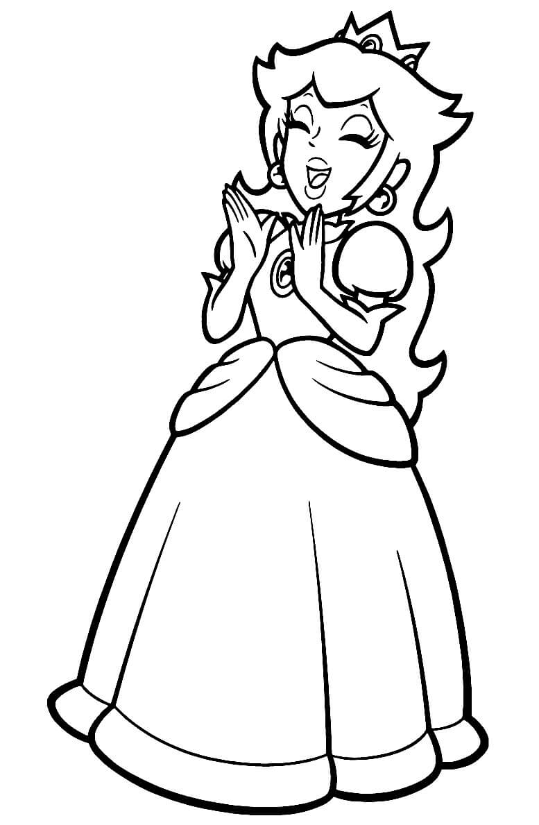 dibujo la princesa peach aplaudiendo para imprimir y colorear