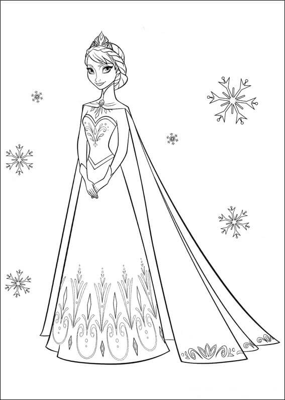 dibujo la reina de las nieves elsa sonrie para imprimir y colorear