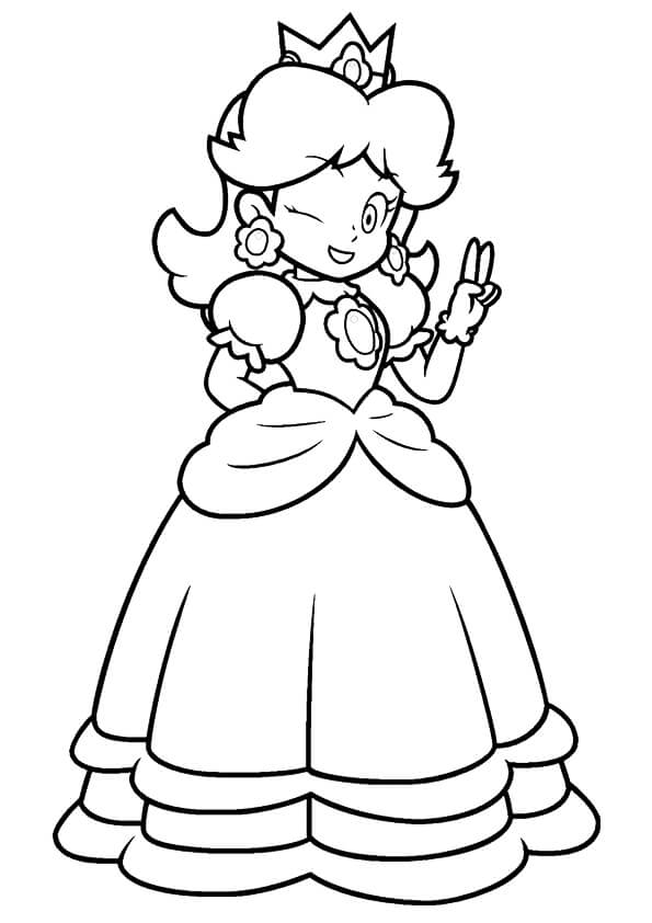 dibujo linda princesa peach para imprimir y colorear