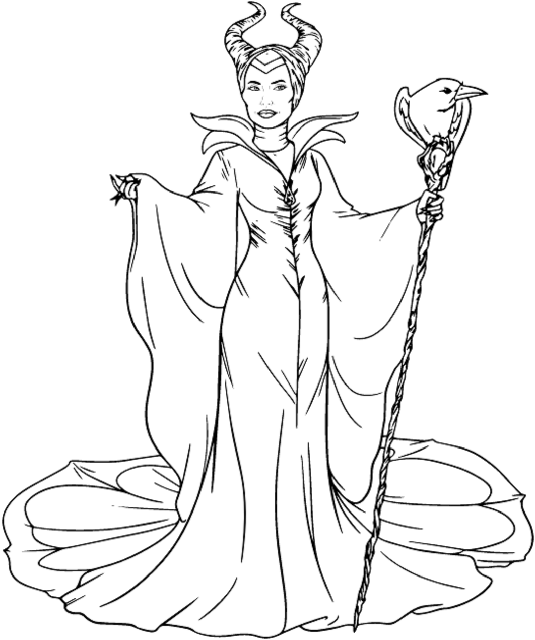 dibujo malefica en la bella durmiente para imprimir y colorear