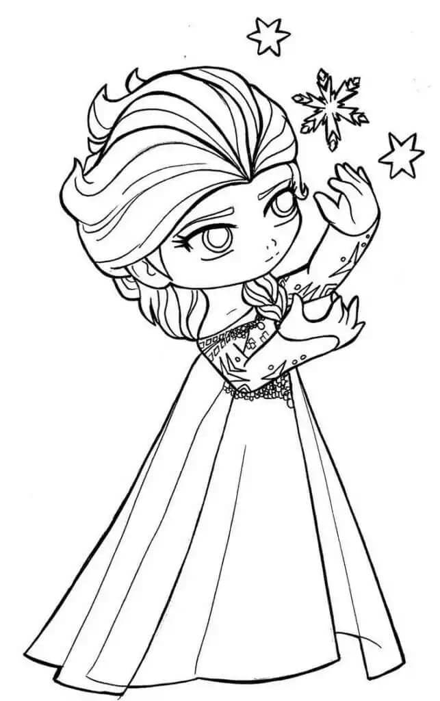 dibujo pequena y linda elsa para imprimir y colorear