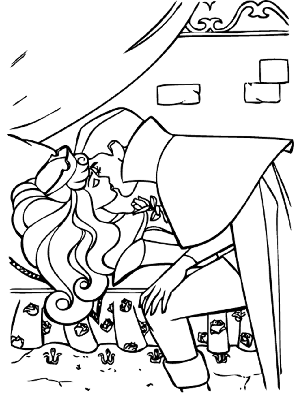 dibujo phillip besando a aurora para imprimir y colorear